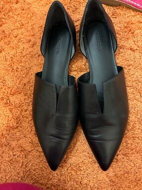 Vince Black Pointed D'Orsay Leather Flats
